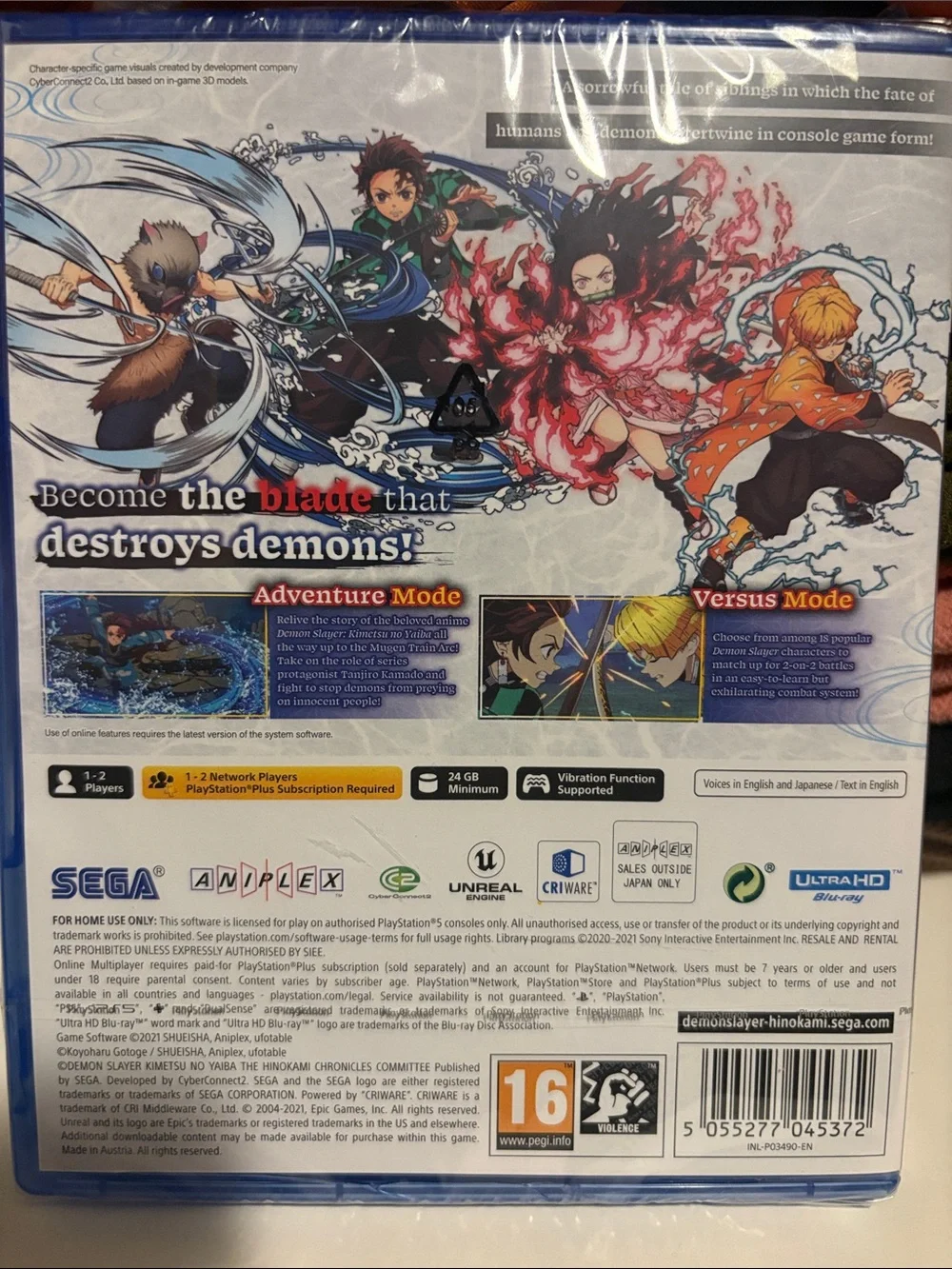 Demon Slayer: The Hinokami Chronicles PS5 Game - Black & Red Cover